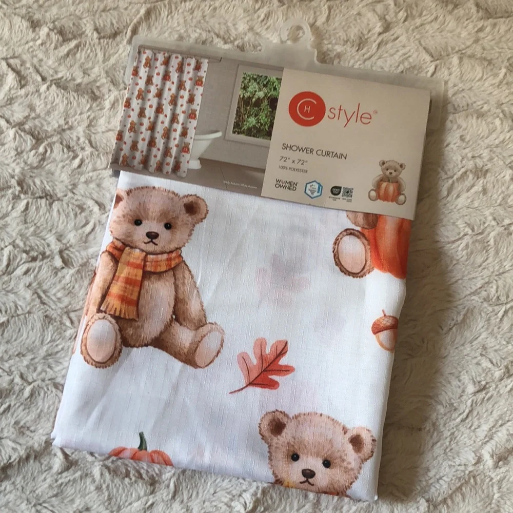 CH Style Teddy Bears and Pumpkins Shower Curtain